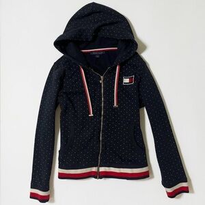 Tommy Hilfiger Navy Polka Dot Zip-Up Hoodie